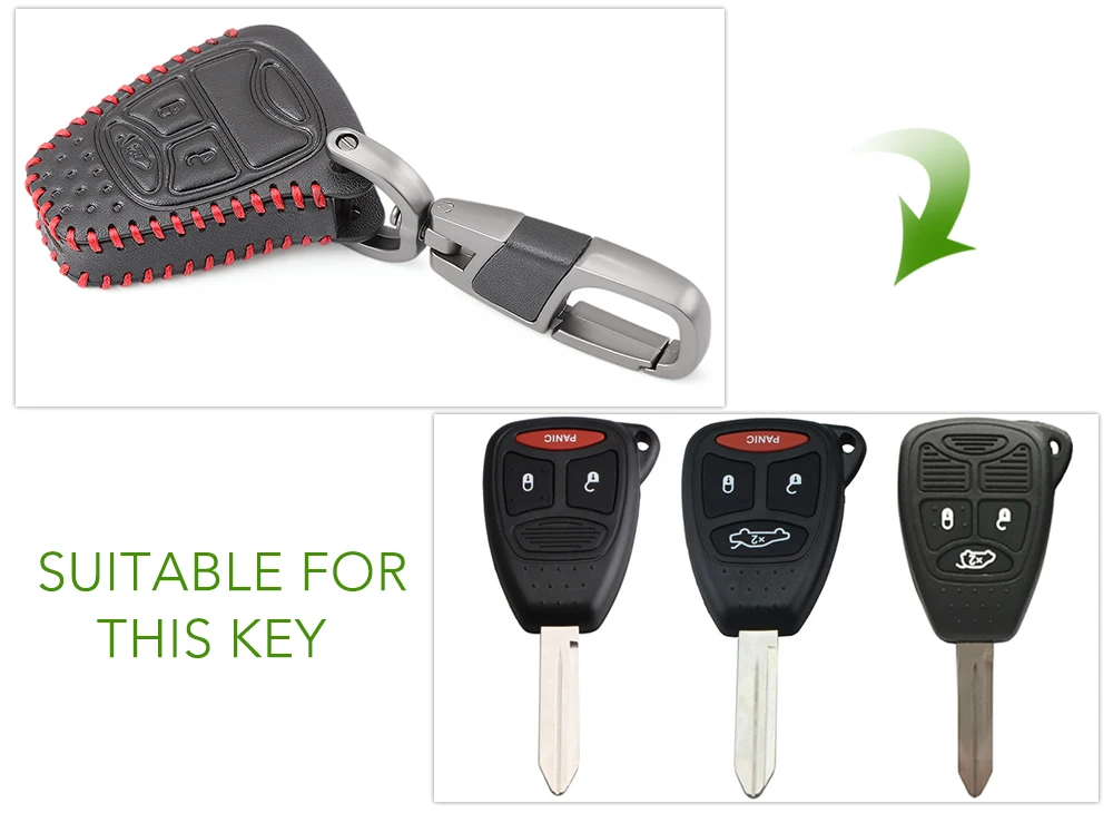 Кожаный чехол для ключа подходит JEEP Commander Compass Wrangler DODGE Ram Patriot Caravan CHRYSLER Sebring брелок