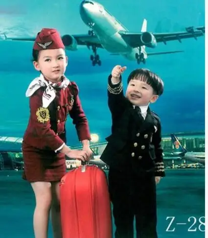 100-160cm Halloween Cosplay Costume For Kid Policeman Astronaut Pilot Party Fantasia flight attendant dress Minority costume |