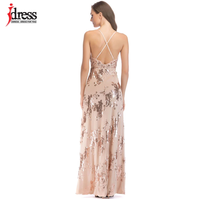 IDress Новые Vestidos De Festa Curto E Elegante бандажные Jurk красные, золотые, черные длинные платья макси с блестками облегающие вечерние платья