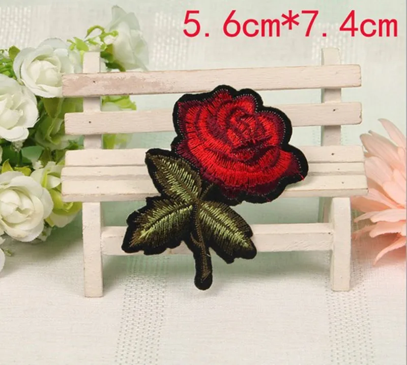 

1 Pcs Top Patches Iron-on Sew-on Red Rose Flower Embroidery Patch Motif Applique Children Women DIY Clothes Sticker Wedding