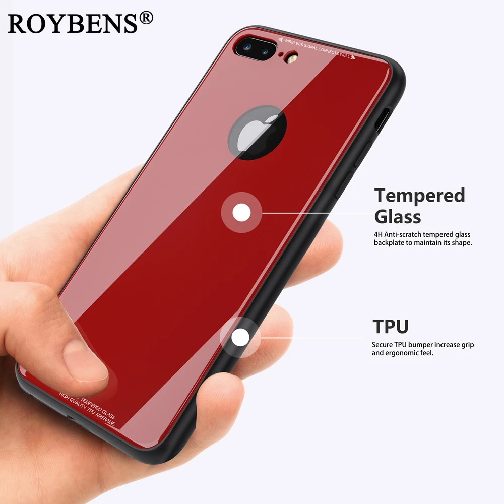 Чехол Roybens для iPhone 6 S роскошный защитный чехол экрана из закаленного стекла Apple 7