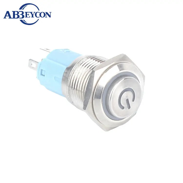

16316F 16mm high flush head ring and power light illuminated button switch 250V 3A