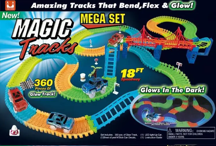 

Glowing Race Track Set Toy Light Track Car Flexible Railway LED Car DIY Track Accessories Gift for children Glittering Bend Rail