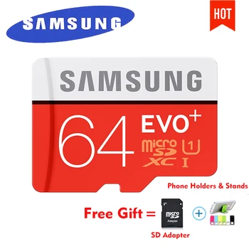 SAMSUNG EVO Plus Micro SD card 64GB 32GB 16GB 256GB Class10 MicroSDSDXC UHS-I 80MB/S SDHC TF card 64GB 128GB + SD Adapter 256g