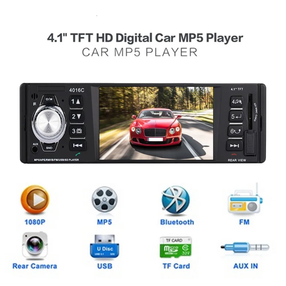 

1Din 4.1inch Premium Multimedia MP5 Player FM Radio USB AUX Bluetooth DC 12V Car Radio Multimedia Player