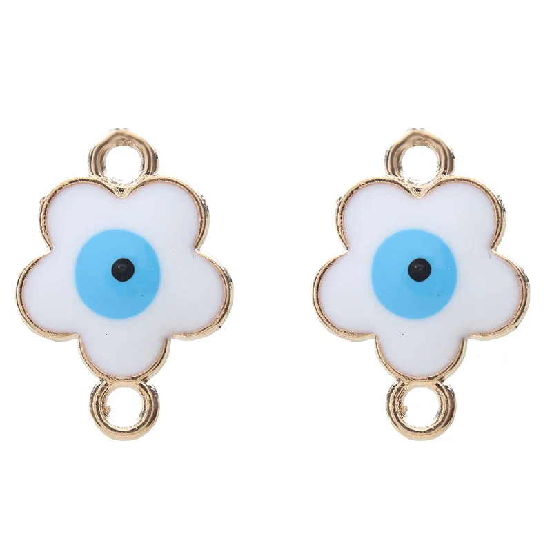 

5pcs Flower Charms Drop Oil Alloy Evil Eye Connector Charms Bracelet Keyring Necklace Pendant For Jewelry Making 21*15mm