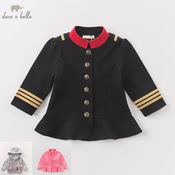 

DB6074 dave bella autumn infant baby girls fashion coat kids toddler black coats children hight quality clothes
