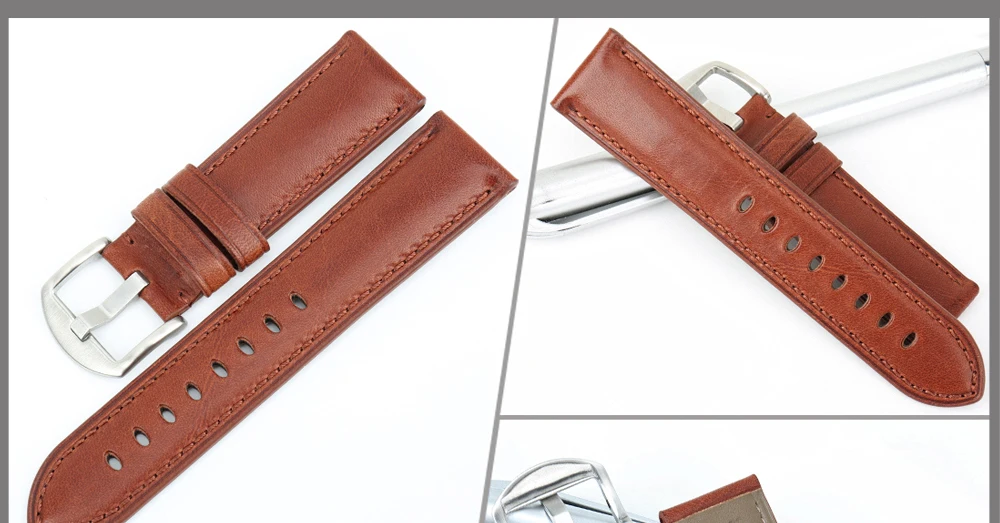 MAIKES Watch strap Watch Accessories Watchbands 20mm 22mm 24mm Genuine Leather Bracelets For samsung gear Watch Band