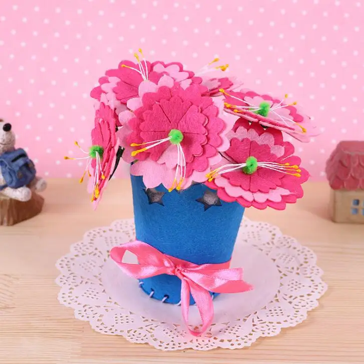 

Free cutting cloth nonwoven fabric children handmade flowerpot simulation flower making mother's childrens gift handmade BS90