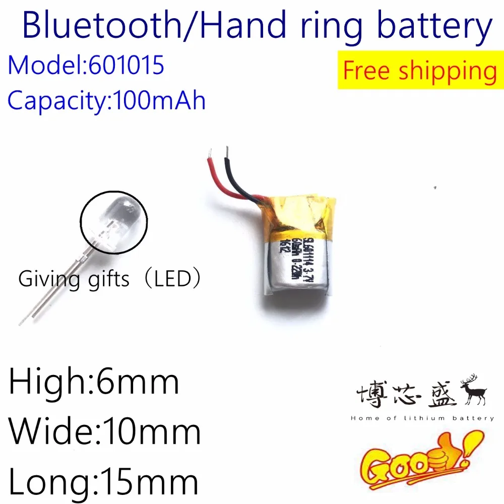 

1pcs/lot 601015 100mAh 3.7V Rechargeable Lithium Polymer Batteries for Bluetooth Earphones Headset Headphones Safe Protect