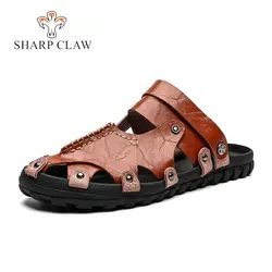 SHARCPCLAW/Римские мужские сандалии; мужские сандалии из натуральной кожи; модная мужская обувь; летние пляжные уличные сандалии; мужские