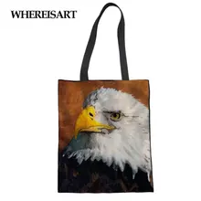 WHEREISART Женская хозяйственная картина с орлом холщовые сумки многоразовые хлопковые продуктовые кошельки эко складная тележка русская кукла