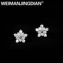 WEIMANJINGDIAN Новое поступление милые цветочные кубические циркония CZ хрустальные серьги-гвоздики для женщин или свадьбы невесты