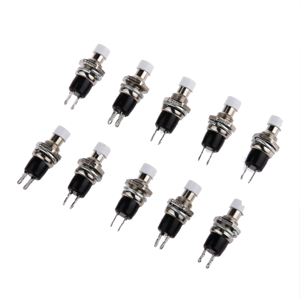 Mini Momentary Push Button Switches Push on Release off Pack of 10 White