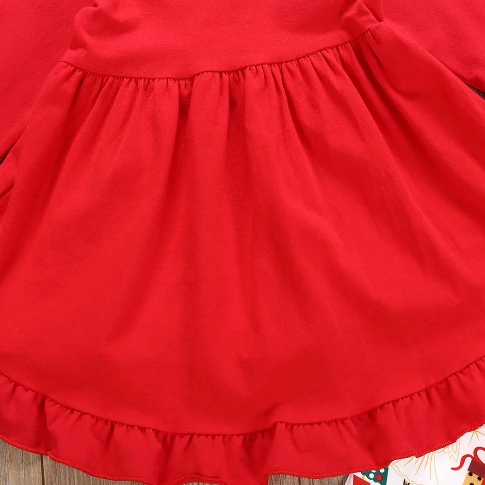 Одежда для маленьких девочек рождественское платье с принтом "Олени" платья и штанов Костюмы комплект vetement enfant fille roupa infantil Детский костюм