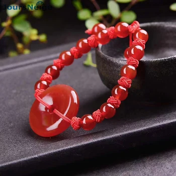 

Wholesale Red Natural Crystal Bracelets Round Beads Size 8mm With Safe Buckle Lucky for Men Women Crystal Single lap Jewelry