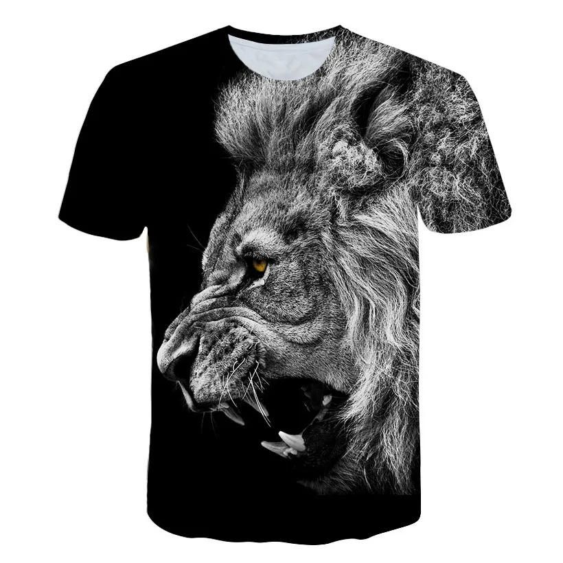 Забавная 3D футболка с изображением Льва для мужчин/женщин, летняя 3d Футболка с принтом Инь и Ян, черно-белая футболка с изображением Льва, 3D футболки с изображением тигра, S-6XL