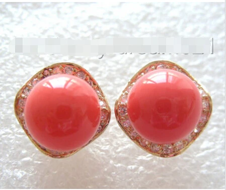 

Free shipping CLASSIC beautiful 12mm round pink south seashell pearls fstud earrings b931