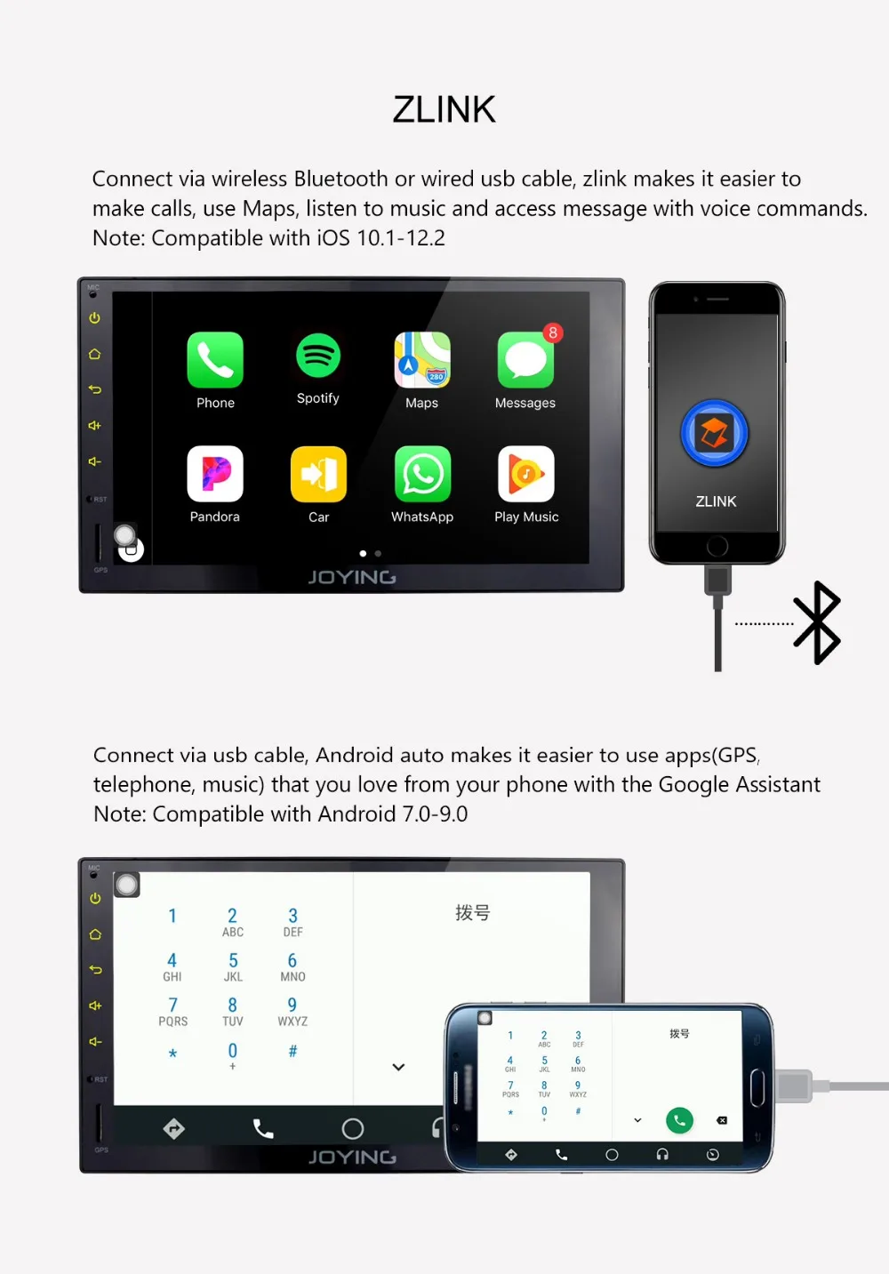Sale JOYING 4G RAM Android 8.1 2 Din Tape recorder Stereo 7" GPS Player Car Radio Octa 8 Core Head unit support carplay DSP 4G Module 3