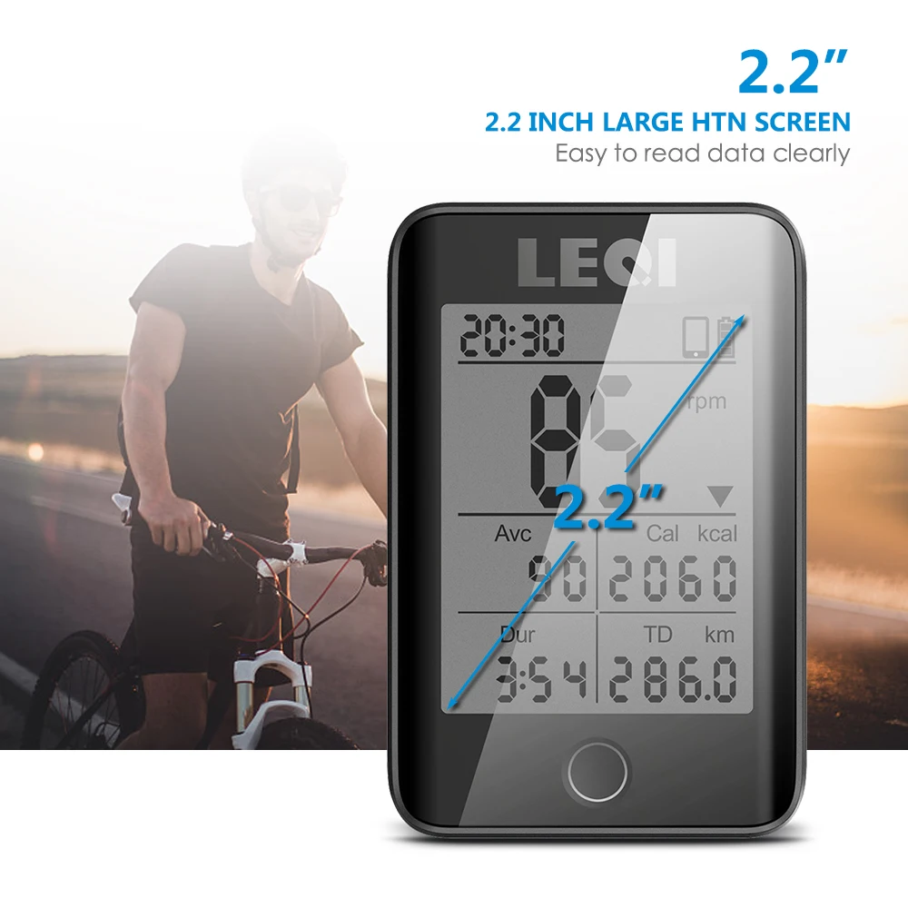 

2.2'' Large Screen Bicycle Computer Wireless Cycling Bicycle Computer Rainproof Speedometer Odometer
