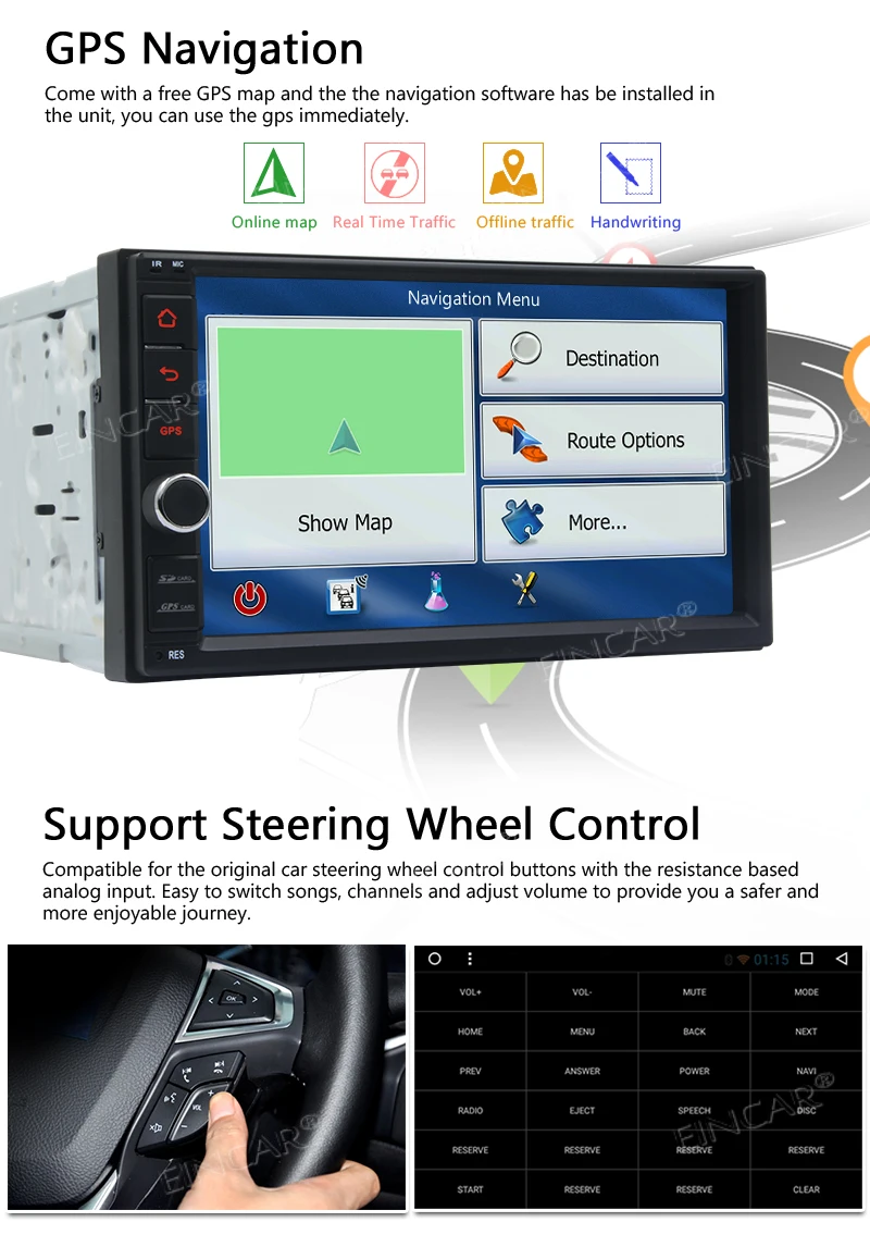  Car Radio Stereo Android 8.1 Oreo 2GB+ 32GB Car Stereo Radio Octa Core with Bluetooth GPS Navigatio