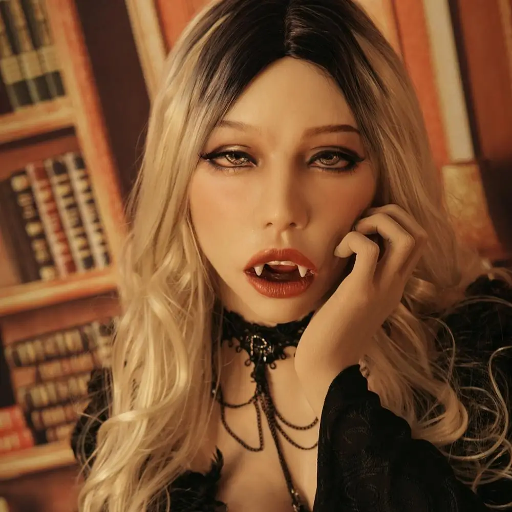 

(Poppy M)DMS Handmade Soft Material Silicone Full Head Female Crossdress Cosplay Open Mouth Vampire Makeup Mask With Ball Gag