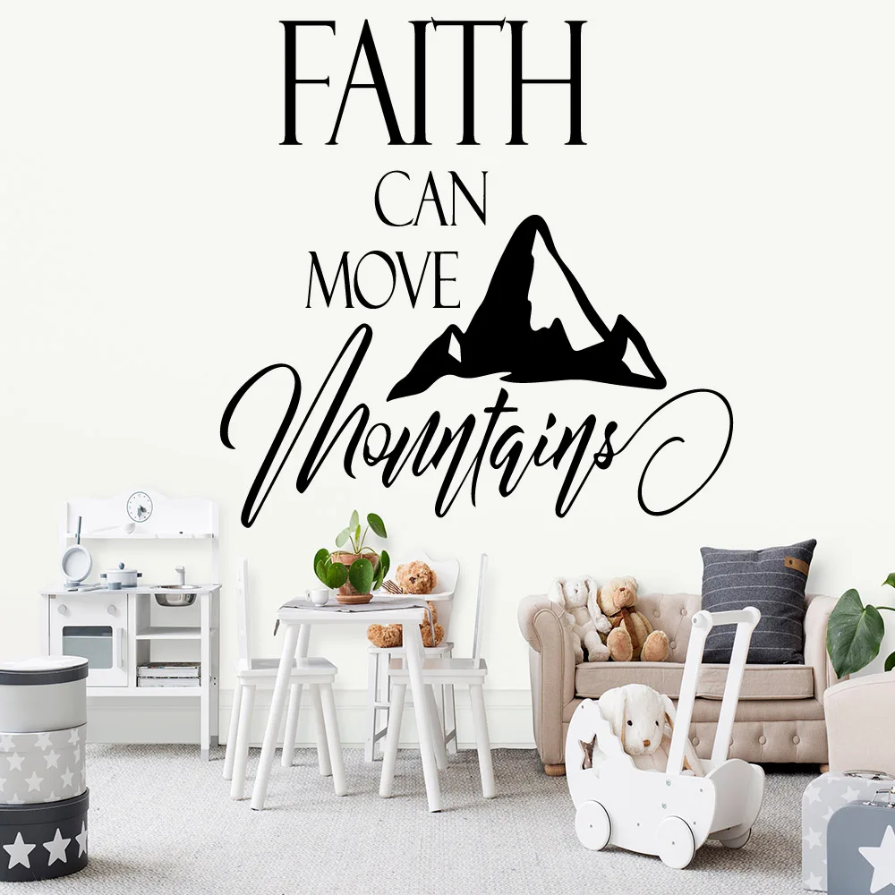 

Beauty faith can move mountains Nursery Wall Stickers Vinyl Art Decals For Kids Room Decoration Waterproof Wall Art Decal