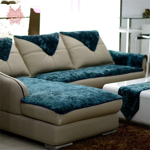 Европейский стиль серый черный синий бархатный чехол для дивана Плюшевые Чехлы Для Мебели Чехлы для дивана fundas de sofa capa para sofa SP4420 - Цвет: Peacock blue per pic