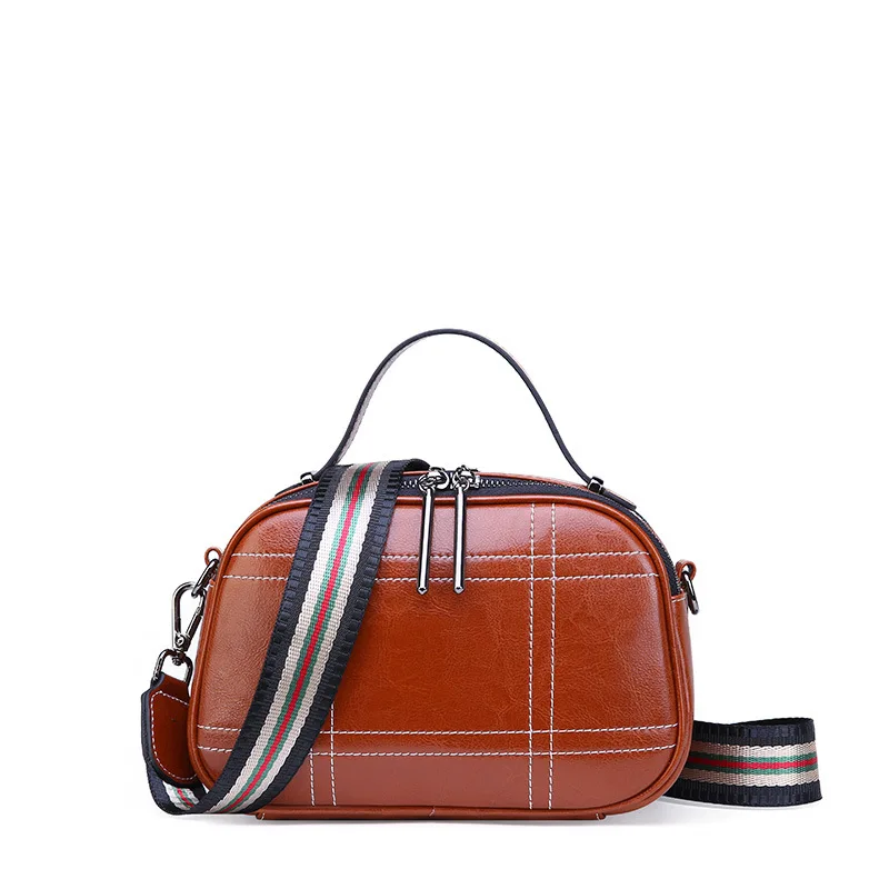 

Hot Sale Ladies Shoulder Bags 2019 Women Luxury Designer Handbags Oil Wax Cow Leather Purse Patchwork Crossbody Bag bolsos mujer