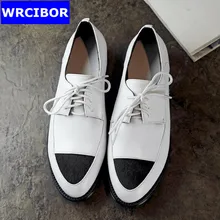 Genuine leather Flat Oxford Shoes font b Woman b font Flats 2017 Fashion Horsehair lace up