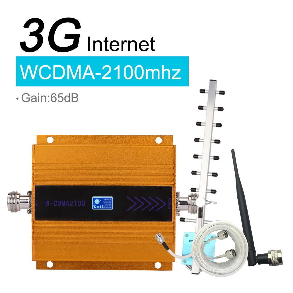Walokcon Set Gain 65dB LTE Band 1 2100 UMTS Mobile Signal Booster 3G HSPA WCDMA 2100MHz