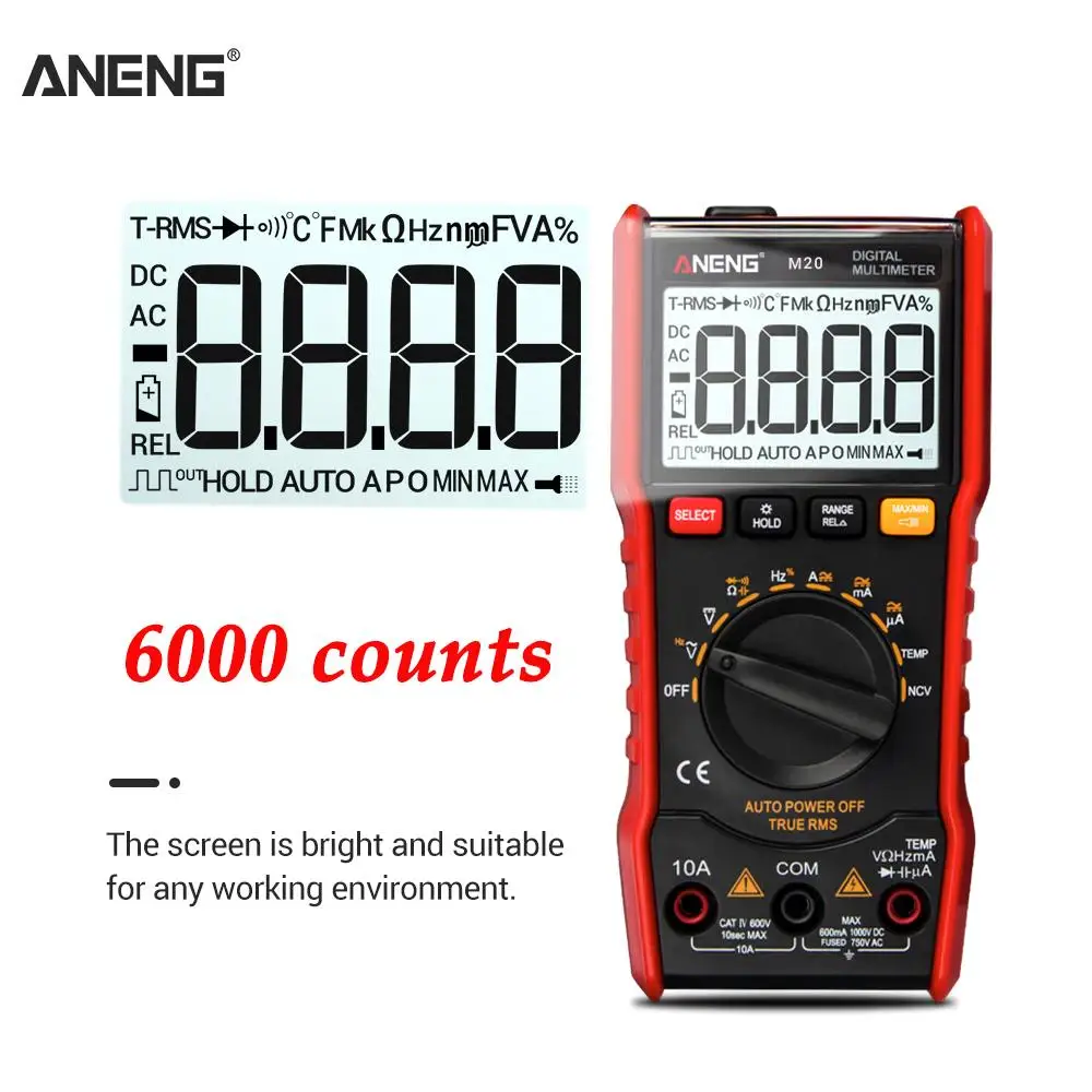 ANENG M20 Digital Multimeter 6000 counts esr meter true rms digital