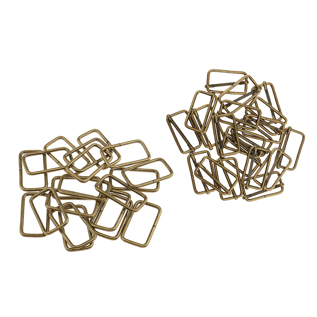 40 Pieces Metal Slider Tri-Glide Square Adjust Buckles Backpack Straps 32mm