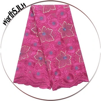 

Nigeria African Fabric Lace Material Luxury Swiss Voile Lace Fabric Pink Lilac Africa High Quality Lace Fabric For Women Dresses