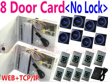 

8 Door All-in-PSU Power+8 RFID EM readers+8 No Touch Exit Button 8 Door Access Controller Network TCPIP Web Control+Card Issuer