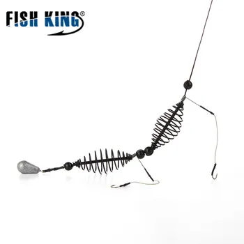 

FISH KING 1PC Length 62CM Two Hooks Cage Bait Lure Copper Trap Basket Feeder Holder Lead Sinker Fishing Tackle For Carp Feeder