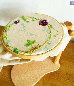 

Dia28cm Wooden Embroidery Frame Height Adjustable Tambour Wood Cross Stitch Frames Rack Desk Standing Hand Sewing Crafts