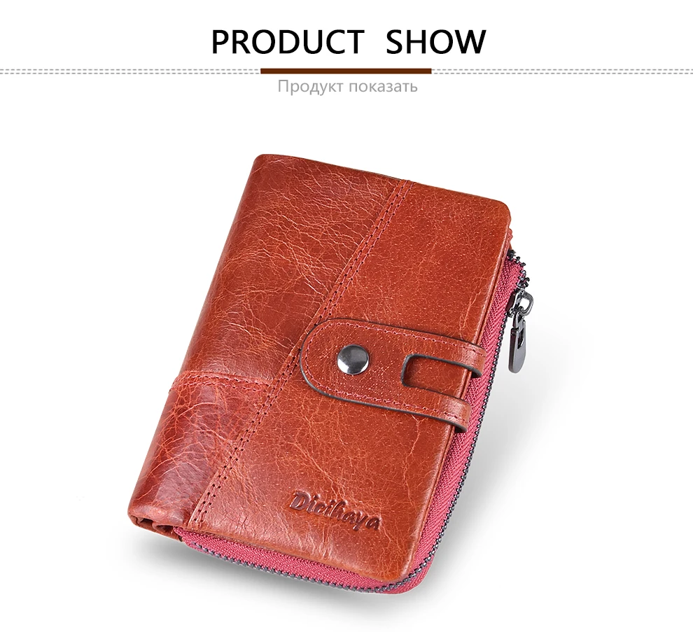 DICIHAYA New Style Genuine Cowhide Leather Women Medium Paragraph Buckle Leather Wallet Women's High Quality Coin Purse