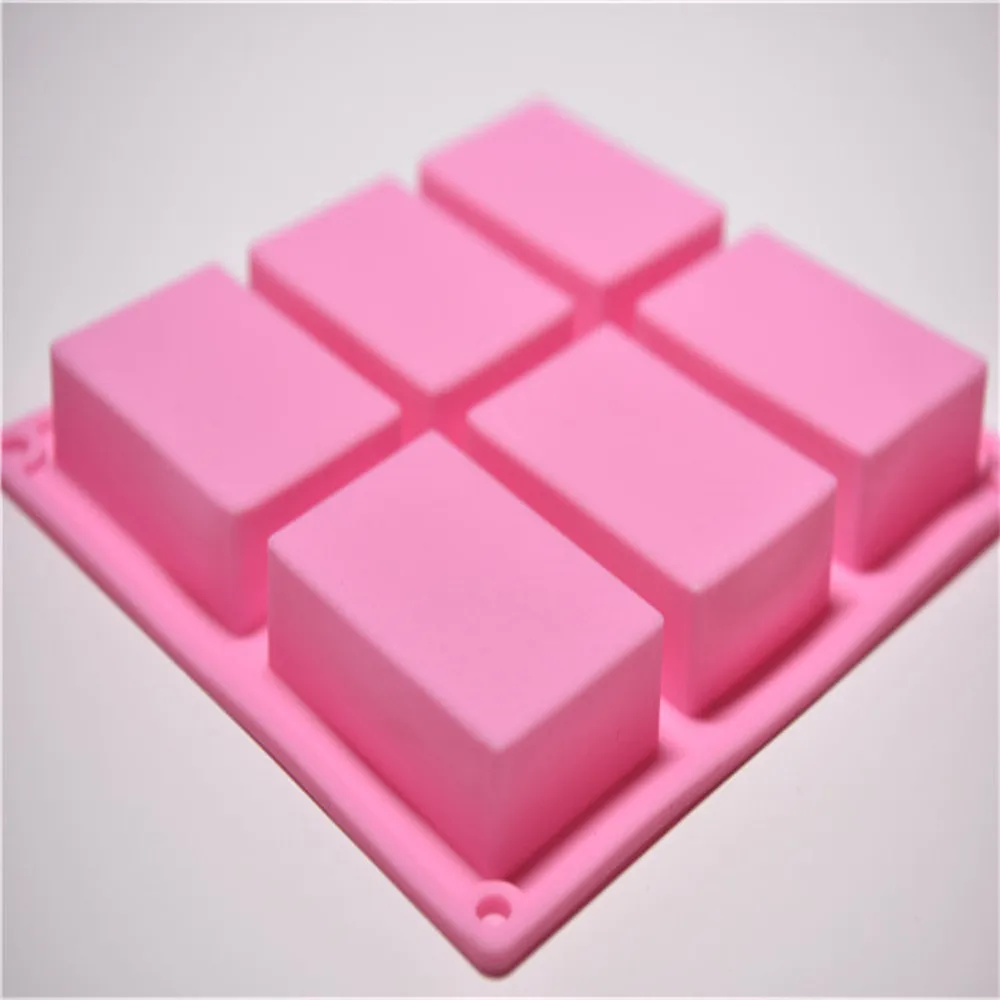 6 Cavity Plain Rectangle Soap Mold Silicone Craft Making Homemade Cake Set
