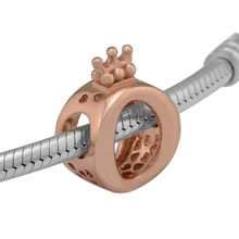 DIY Подходит для Pandora шармы браслеты Корона O розовые бусины стерлингового серебра 925-ювелирные изделия