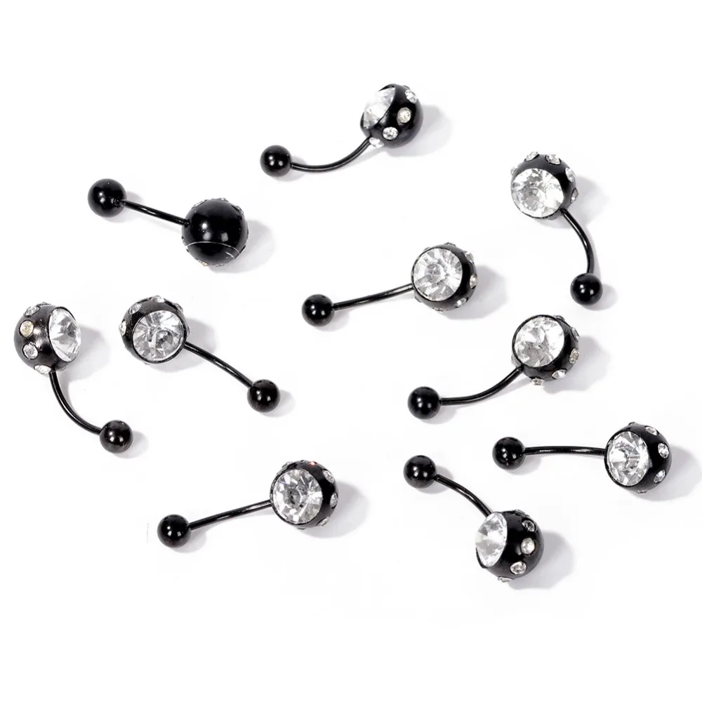 1 pcs/lot Piercing Navel Surgical Steel Single Crystal Rhinestone Belly