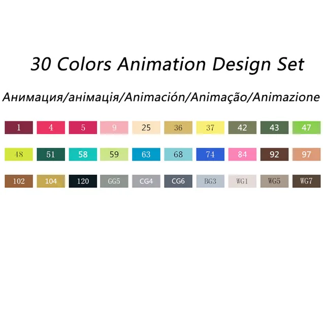TOUCHNEW, 80 цветов, профессиональный набор маркеров для творчества, эскизные маркеры, двойная краска, манга, граффити, ручка, рисование, товары для рукоделия - Цвет: 30 Animation set