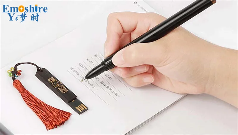 Emoshire Wooden signature pen U disk set mahogany water pen creative office gifts Chinese wind neutral pen wood U disk custom (14)