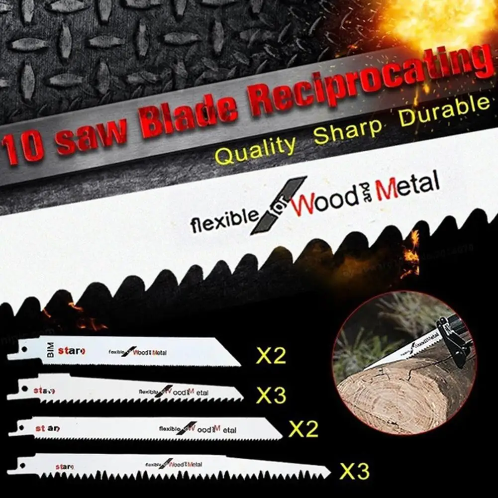 

10PCS Jigsaw Curved Cutters Cutting Tools Reciprocating Hacksaw Combo Wood Sheet Metal For Bosch Makita Hitach