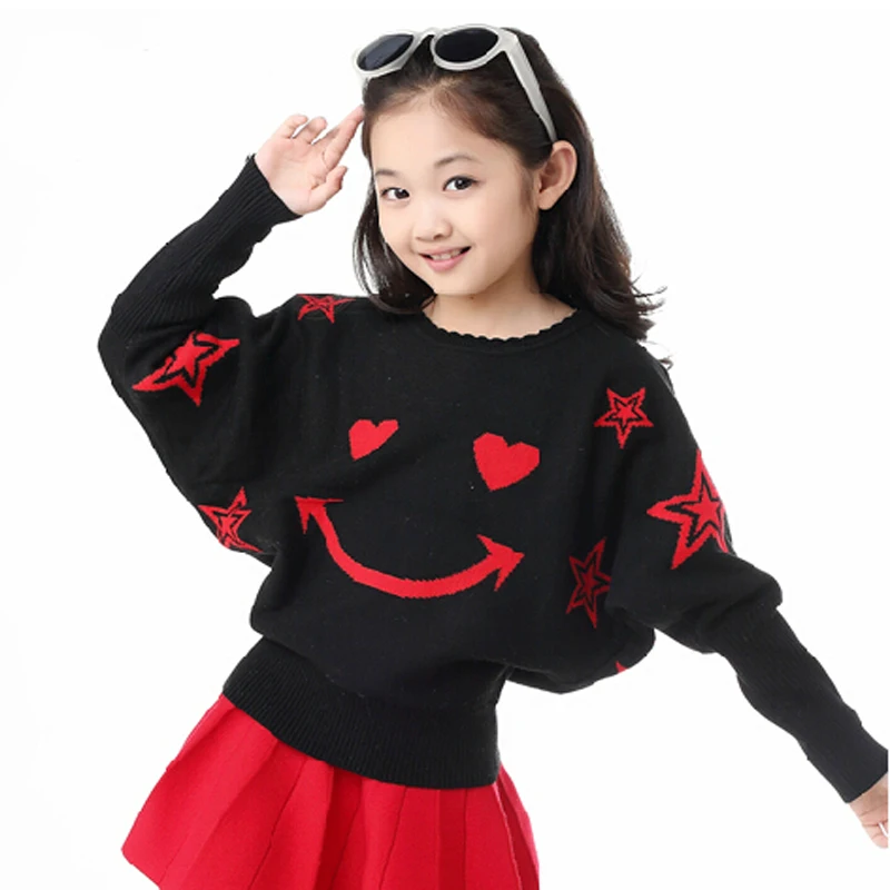 2016 new Bat Sweaters Girls Wool clothing Girl Wool Sweater Children\u0027s Print Smaile clothes Kids Girls