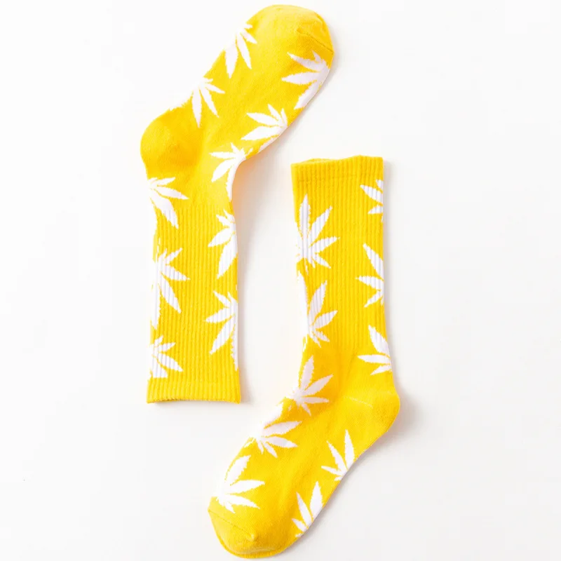 Мужские носки в стиле хип-хоп с рисунком сорняков кленовый лист сумасшедшие забавные носки термостойкие длинные счастливые носки Kanye West Роскошные носки уличная одежда
