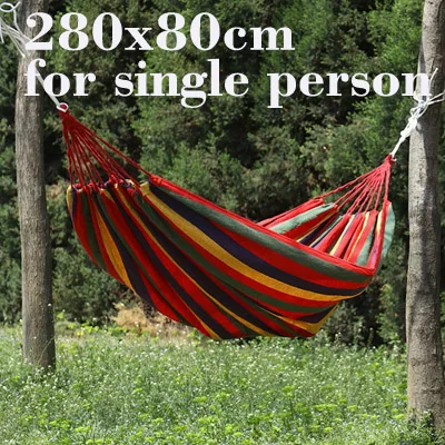 280x80cm RED 3 размера для одного человека 2 Человека Гамаки радужной расцветки для отдыха на открытом воздухе двойной гамак из холста Сверхлегкий Отдых Гамак 2 цвета - Цвет: 280x80cm RED
