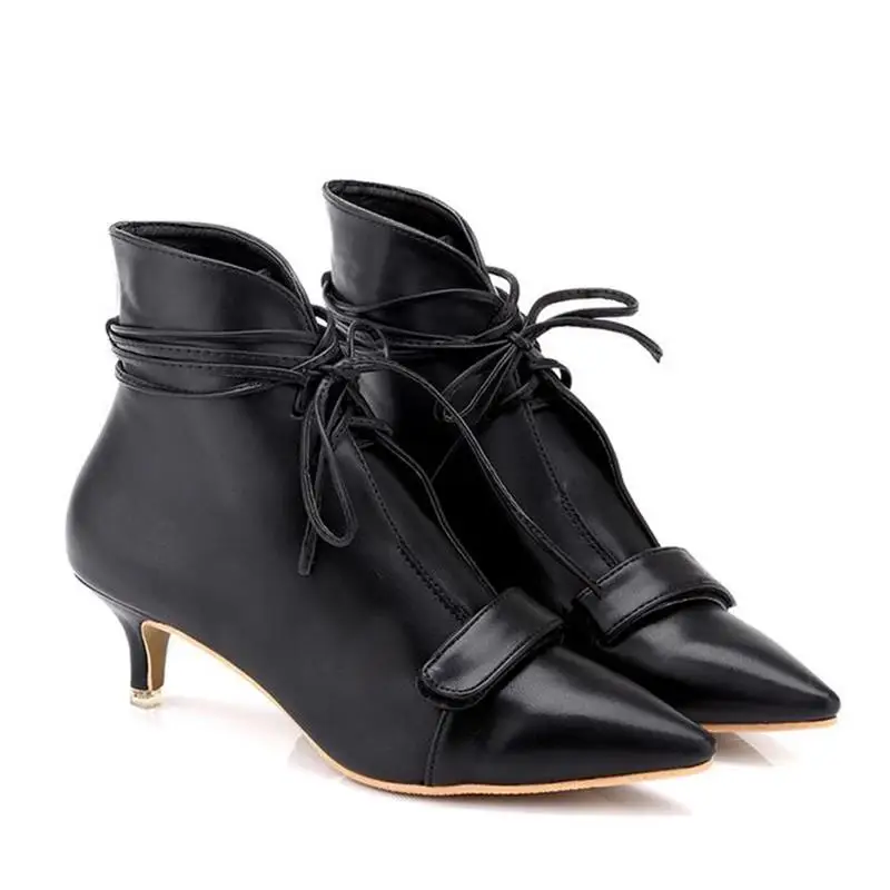 

2016 Autumn New Women Fashion Boots Sexy Pointed Toe Low-heeled Ankle Boots High Quality Female Shoes