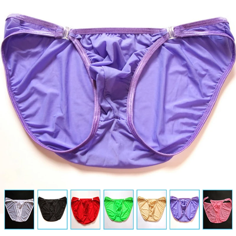 2019 men underwear Removable Button Sexy Mens Silk Briefs Hot Man