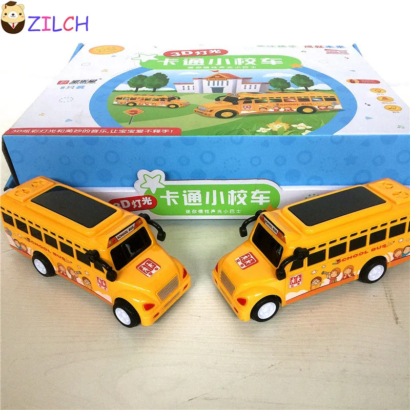 

2017 Wholesale Price Pull Back Wheel Force Flashing School Bus Toy Car Model Gift For Kid Children